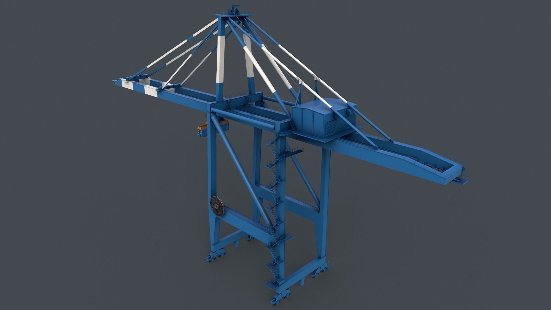 PBR Quayside Container Crane V2 - Blue Light Low-poly 3D model_21