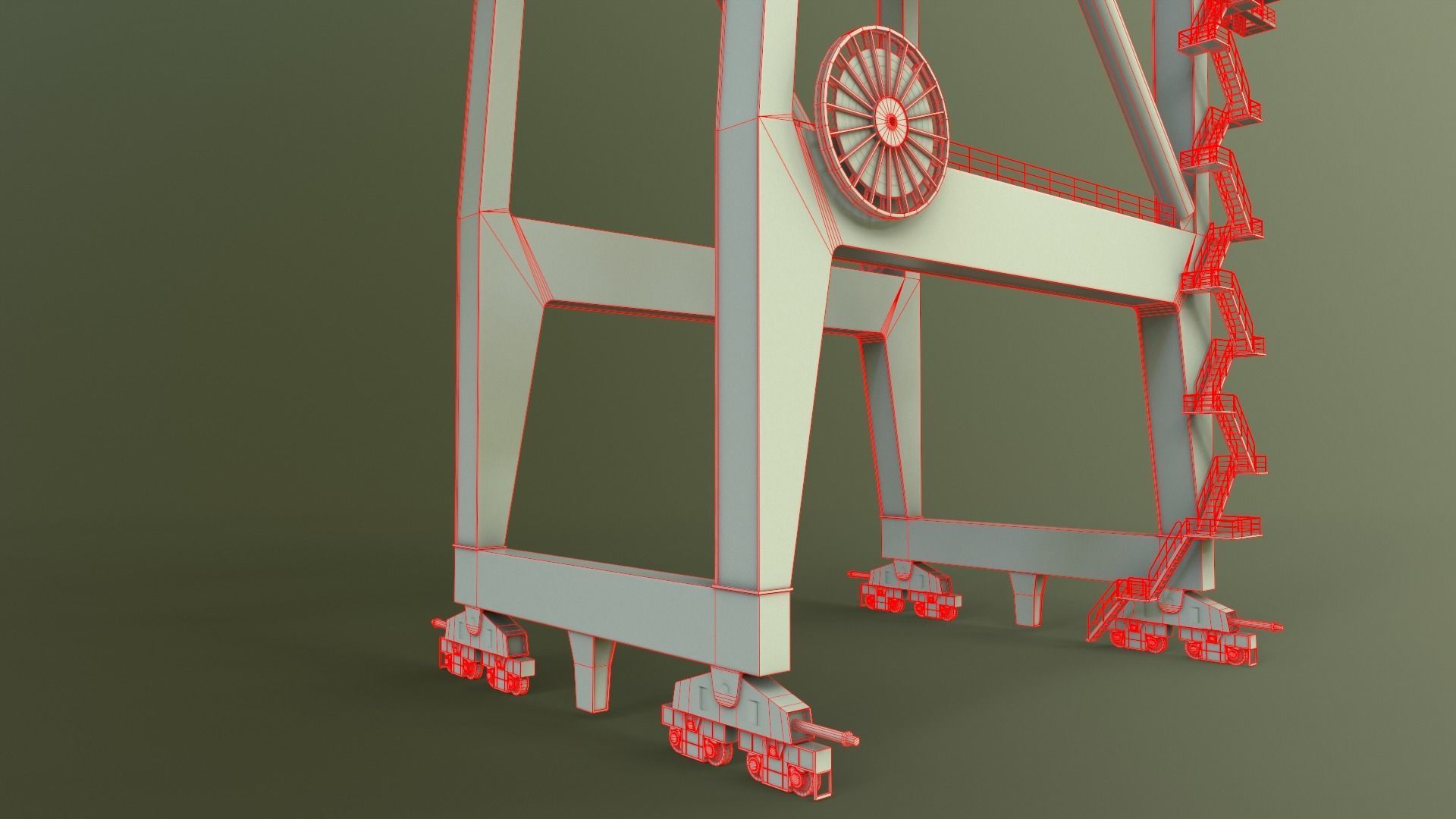 PBR Quayside Container Crane V2 - Blue Light Low-poly 3D model_33