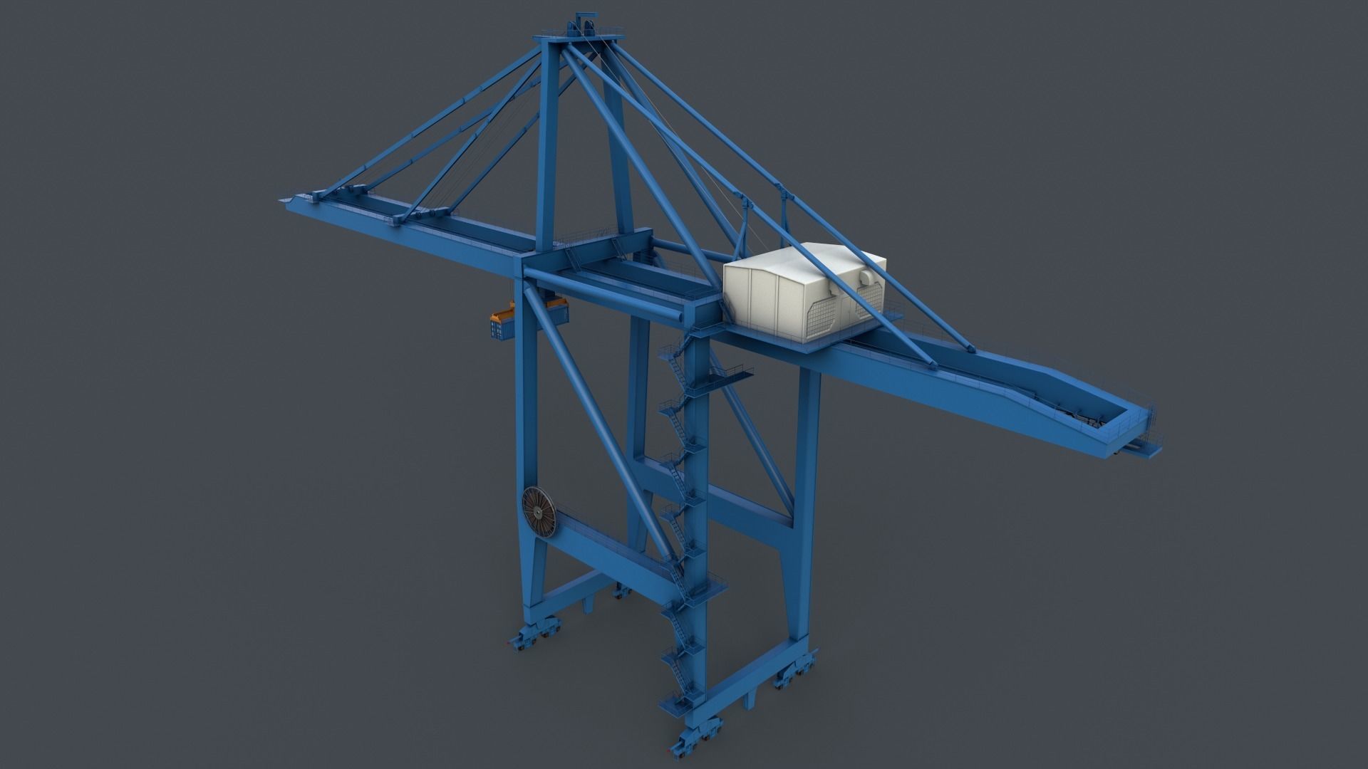 PBR Quayside Container Crane V2 - Blue Light Low-poly 3D model_20