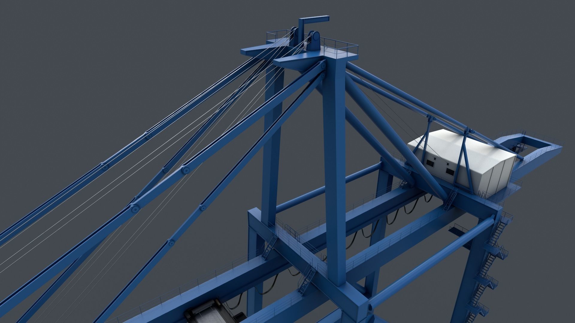 PBR Quayside Container Crane V2 - Blue Light Low-poly 3D model_5