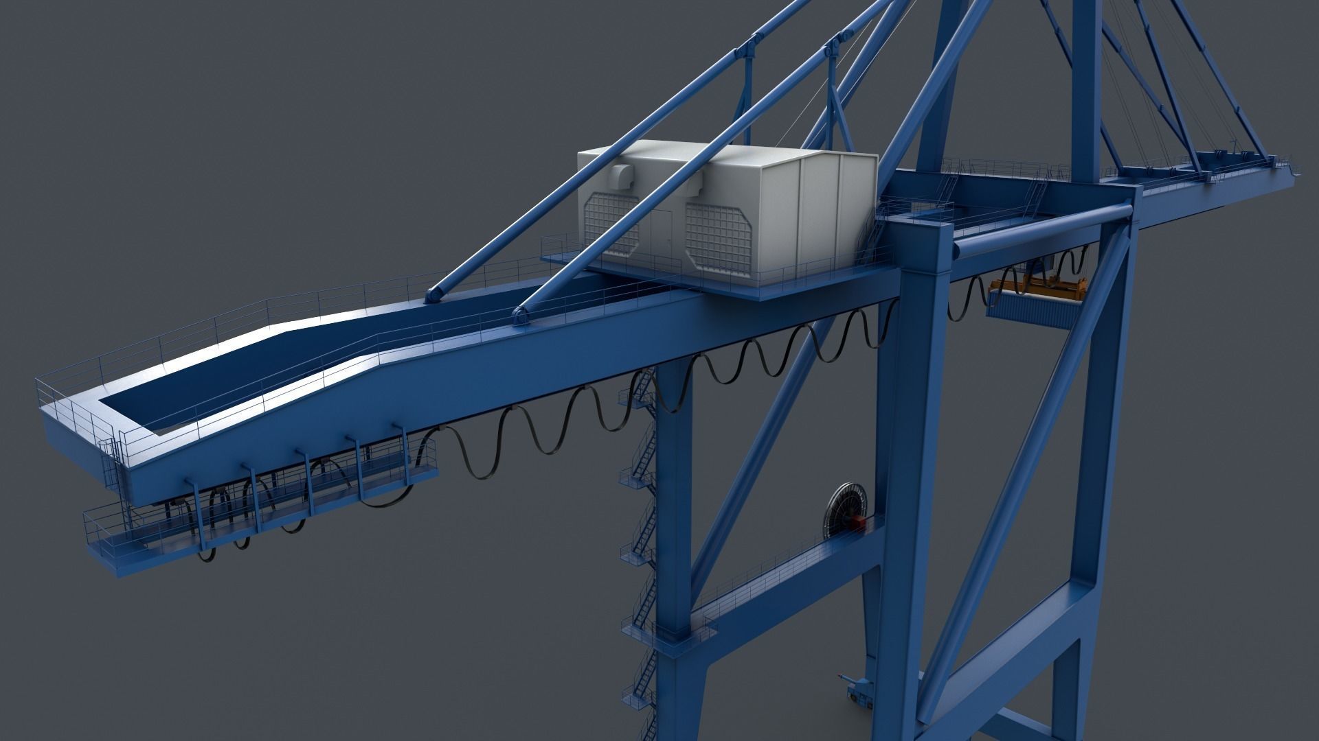 PBR Quayside Container Crane V2 - Blue Light Low-poly 3D model_24