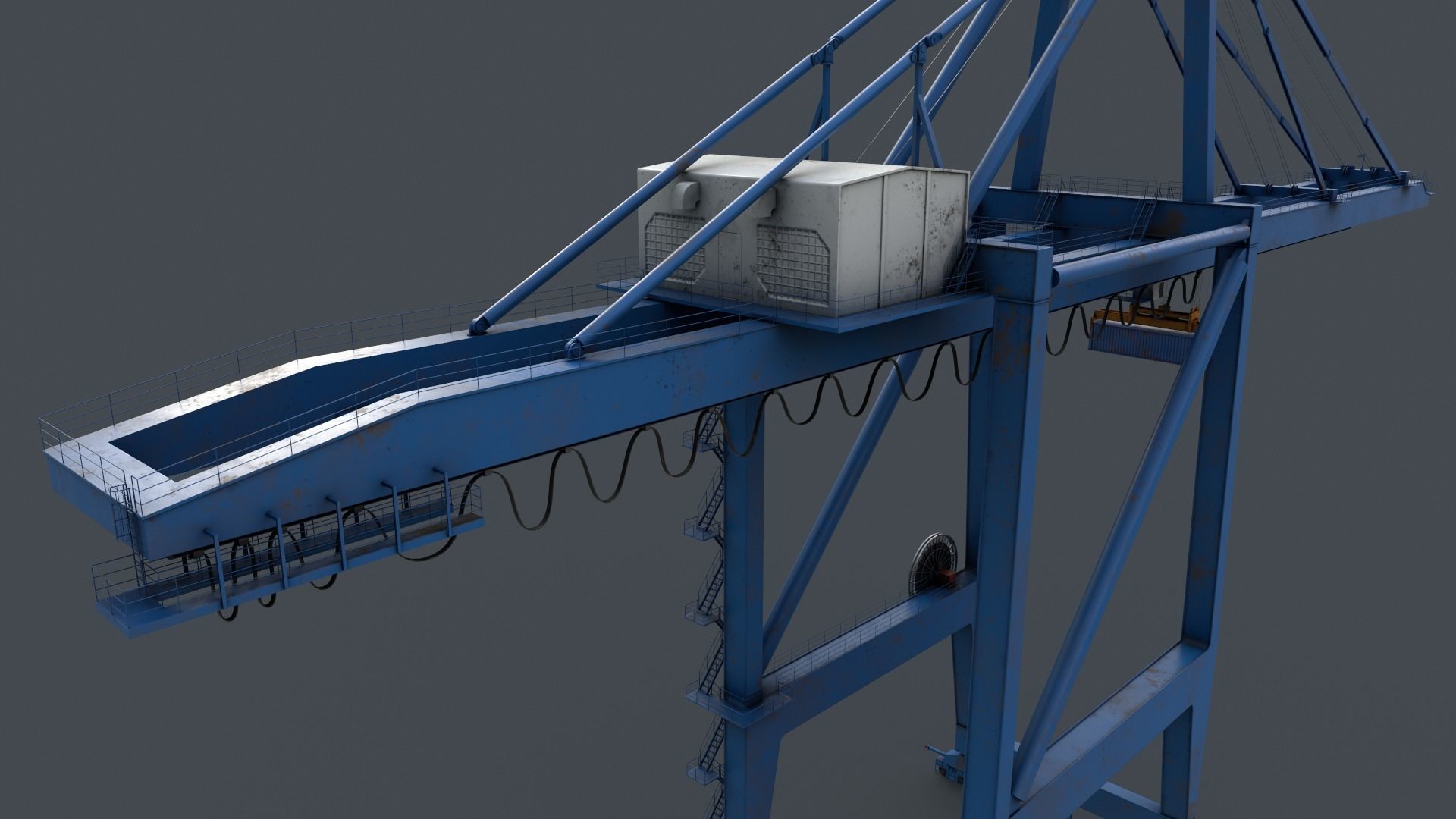 PBR Quayside Container Crane V2 - Blue Light Low-poly 3D model_25
