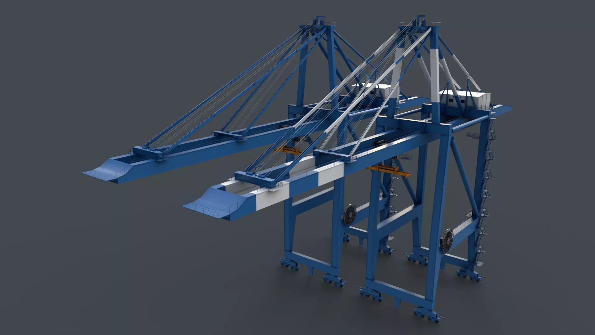 PBR Quayside Container Crane V2 - Blue Light Low-poly 3D model_0