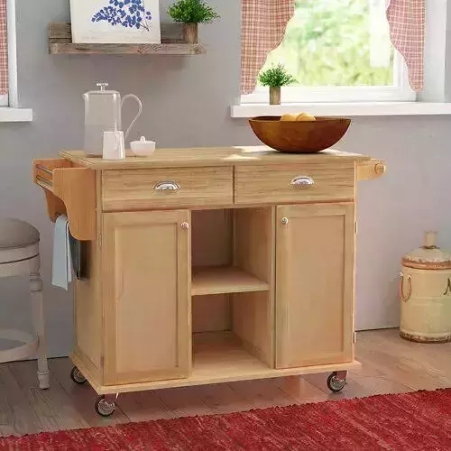 Lili Kitchen Island with Wood Top