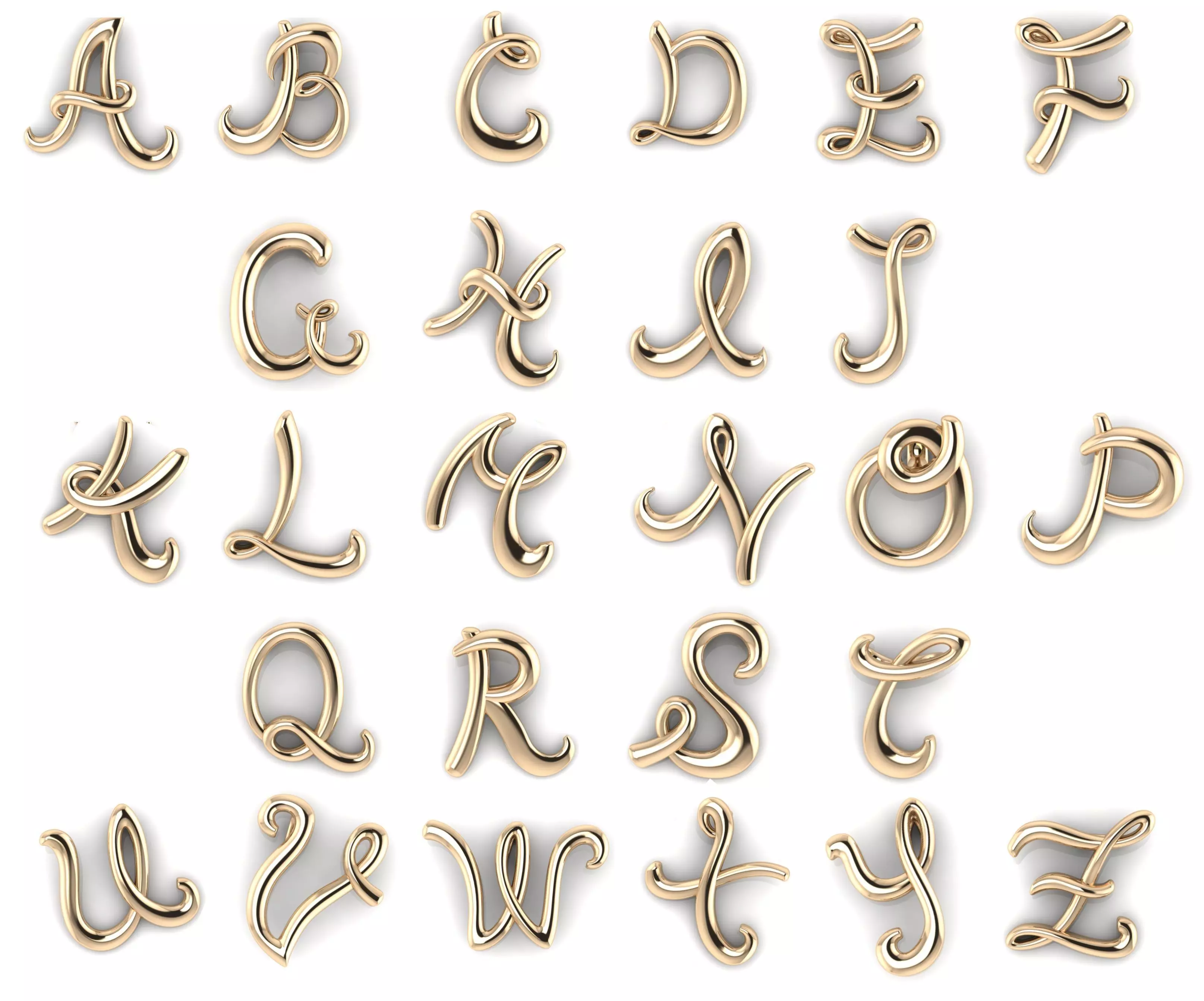 Initials letter pendant 3D Model Collection_0