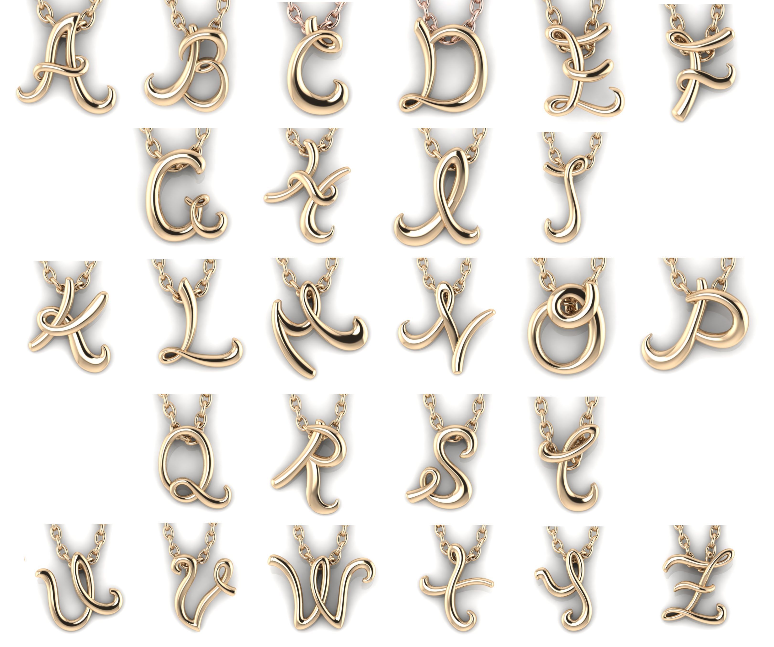 Initials letter pendant 3D Model Collection_27