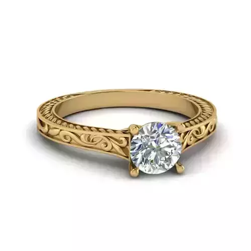 Solitaire Diamond Ring with Very good Carving Work