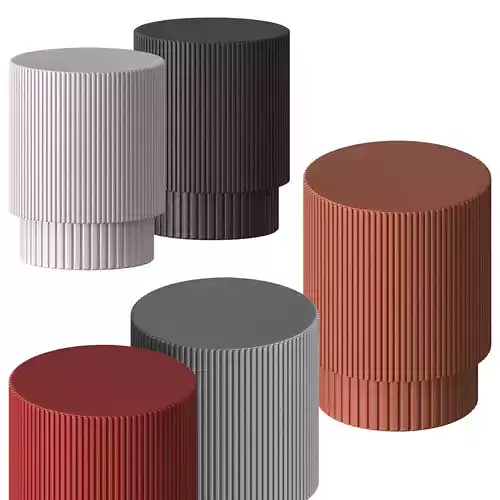 Fluted Side Table West Elm 3D model