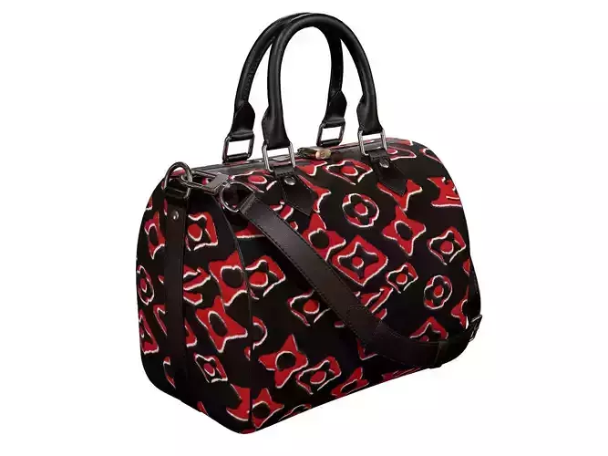 Louis Vuitton Speedy Bandouliere 25 Red Fur Low-poly 3D model