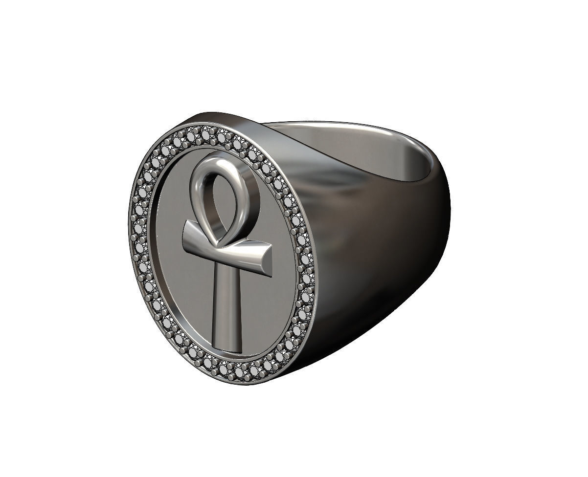 Chunky ANKH eternal key of lifet oval ring US size 11 3D print model_1