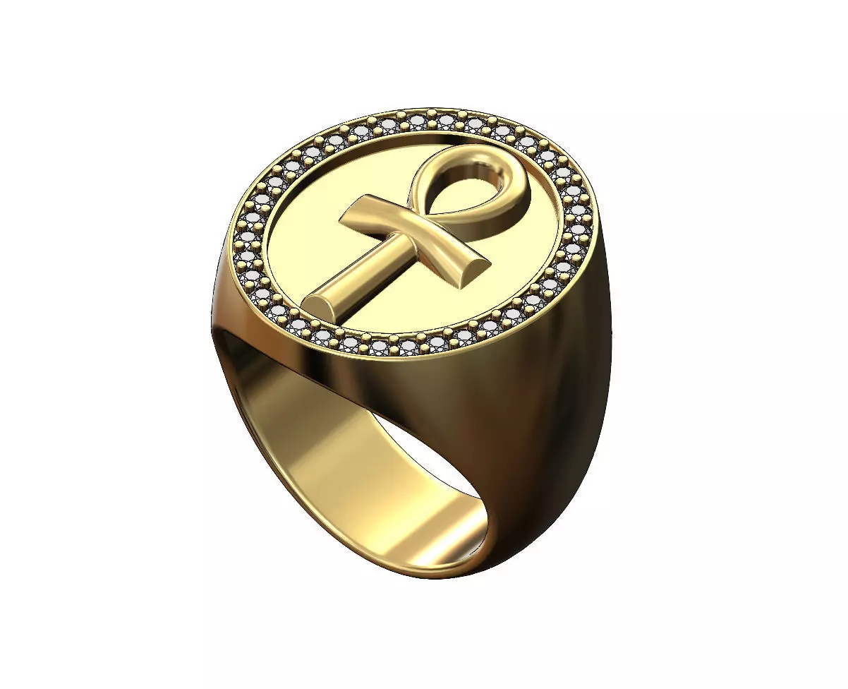 Chunky ANKH eternal key of lifet oval ring US size 11 3D print model_0