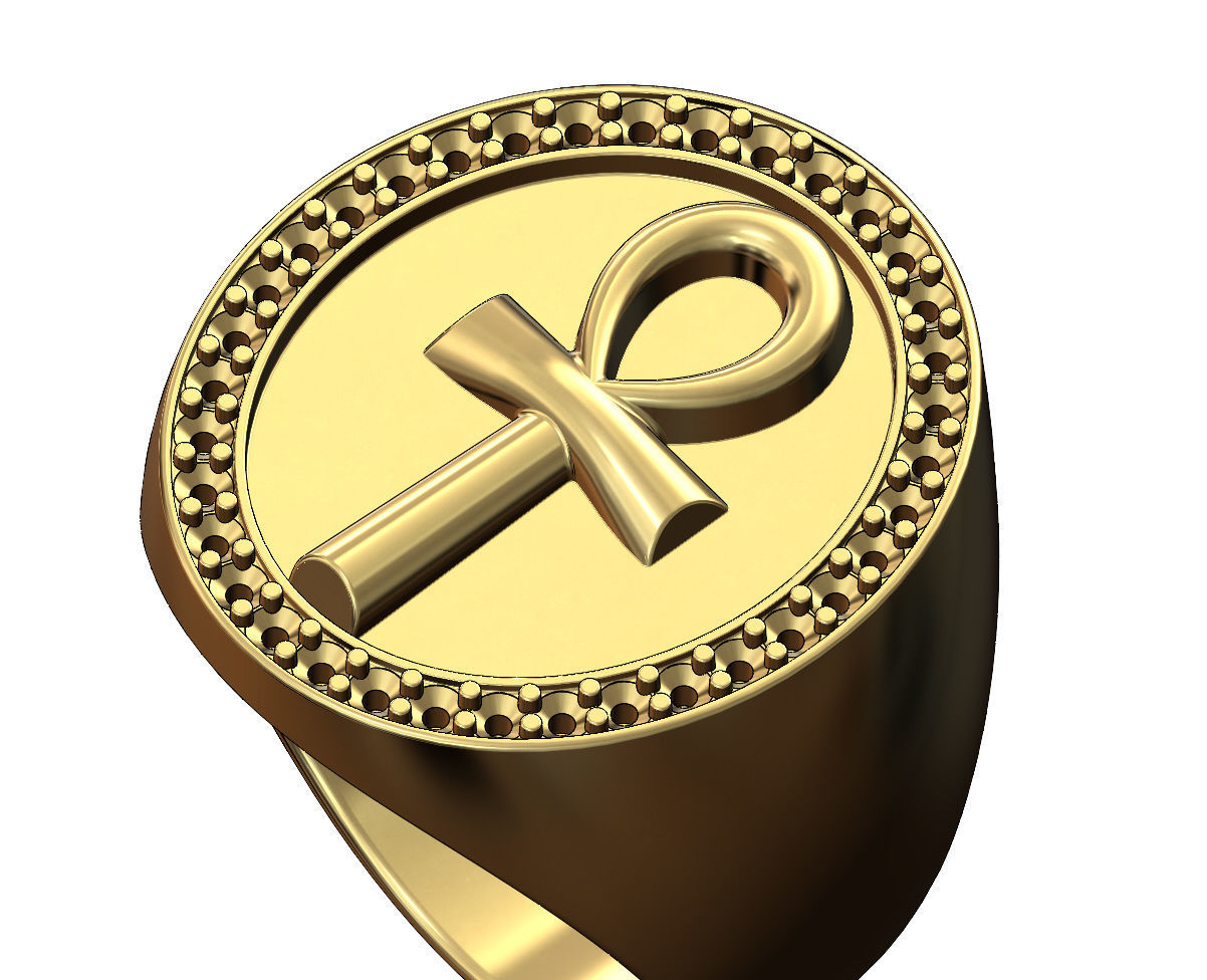 Chunky ANKH eternal key of lifet oval ring US size 11 3D print model_3