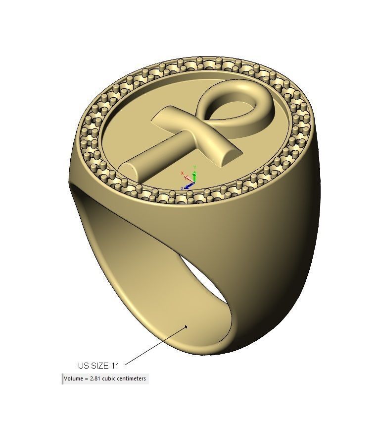 Chunky ANKH eternal key of lifet oval ring US size 11 3D print model_13