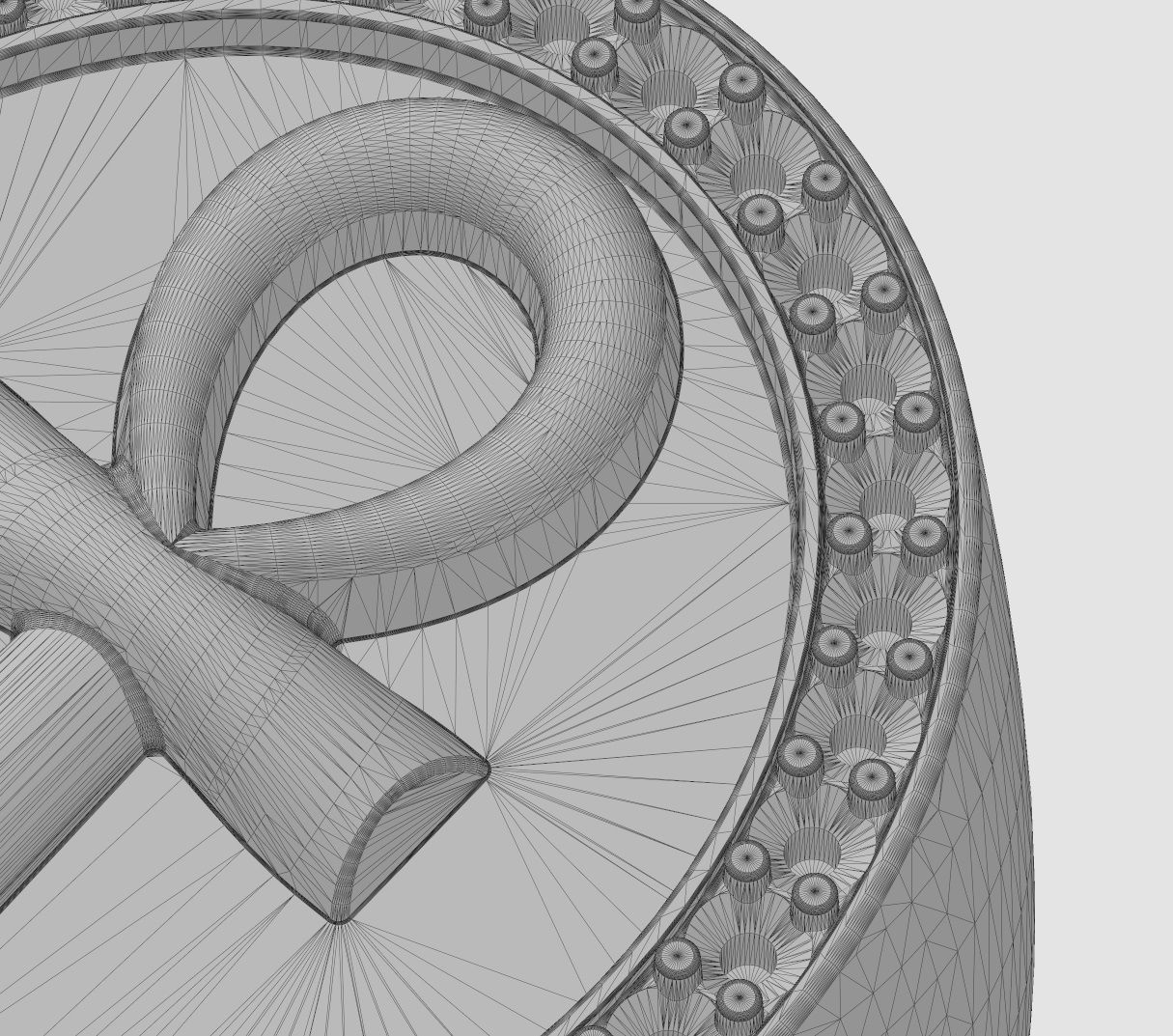 Chunky ANKH eternal key of lifet oval ring US size 11 3D print model_12