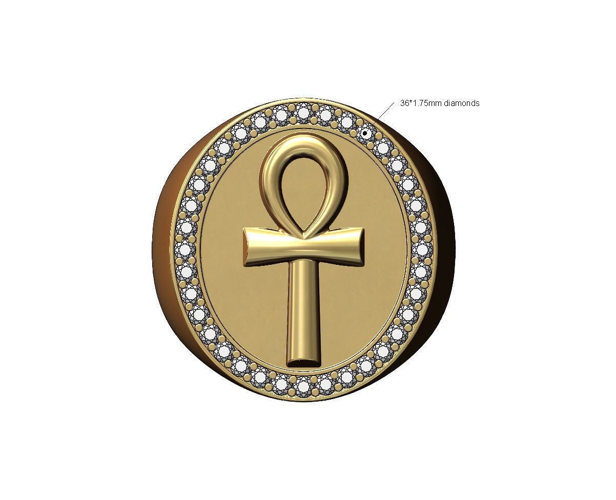 Chunky ANKH eternal key of lifet oval ring US size 11 3D print model_2
