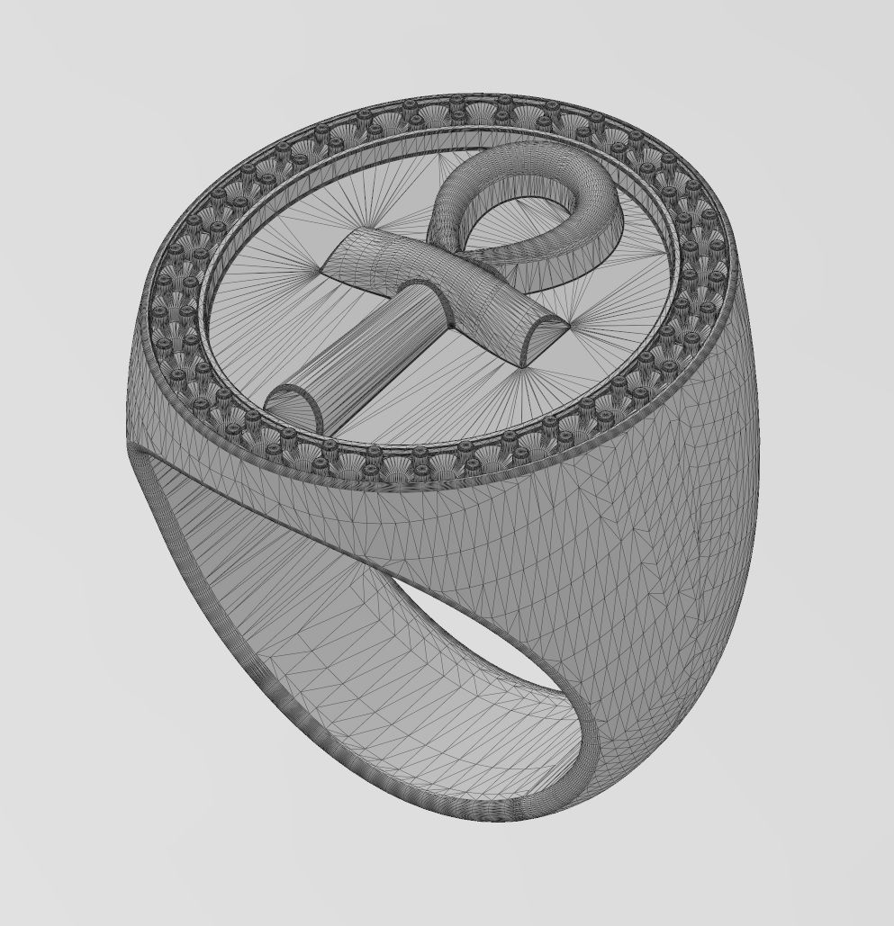 Chunky ANKH eternal key of lifet oval ring US size 11 3D print model_11