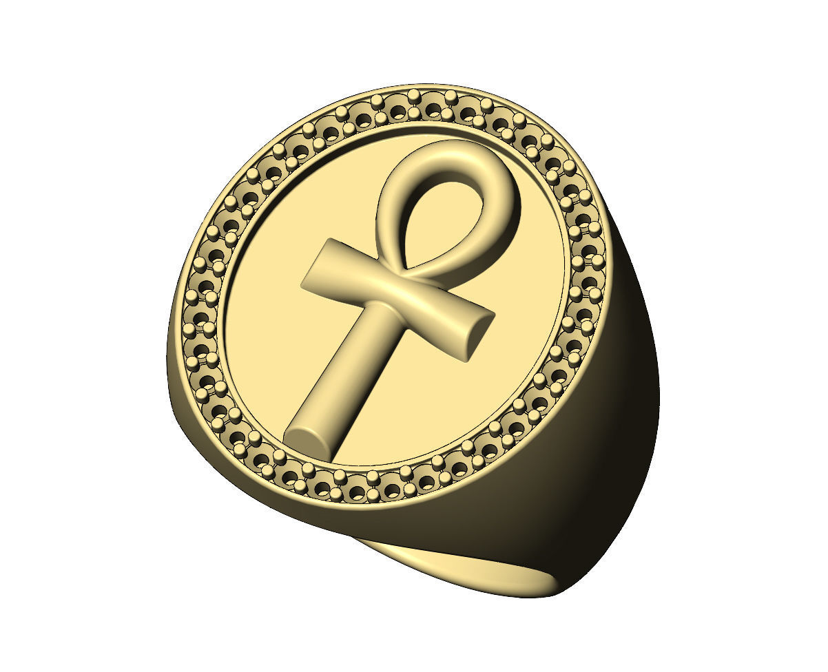 Chunky ANKH eternal key of lifet oval ring US size 11 3D print model_8