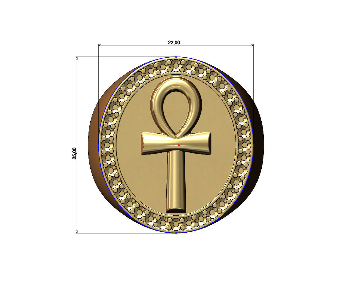 Chunky ANKH eternal key of lifet oval ring US size 11 3D print model_4