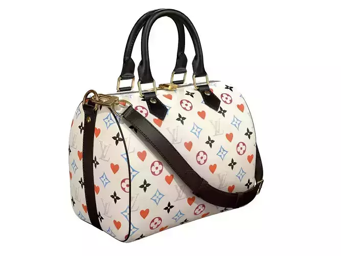 Louis Vuitton Speedy Bandouliere 25 White GameOn Leather Low-poly 3D model