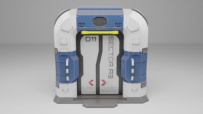 Sci-Fi door PBR Low-poly 3D model