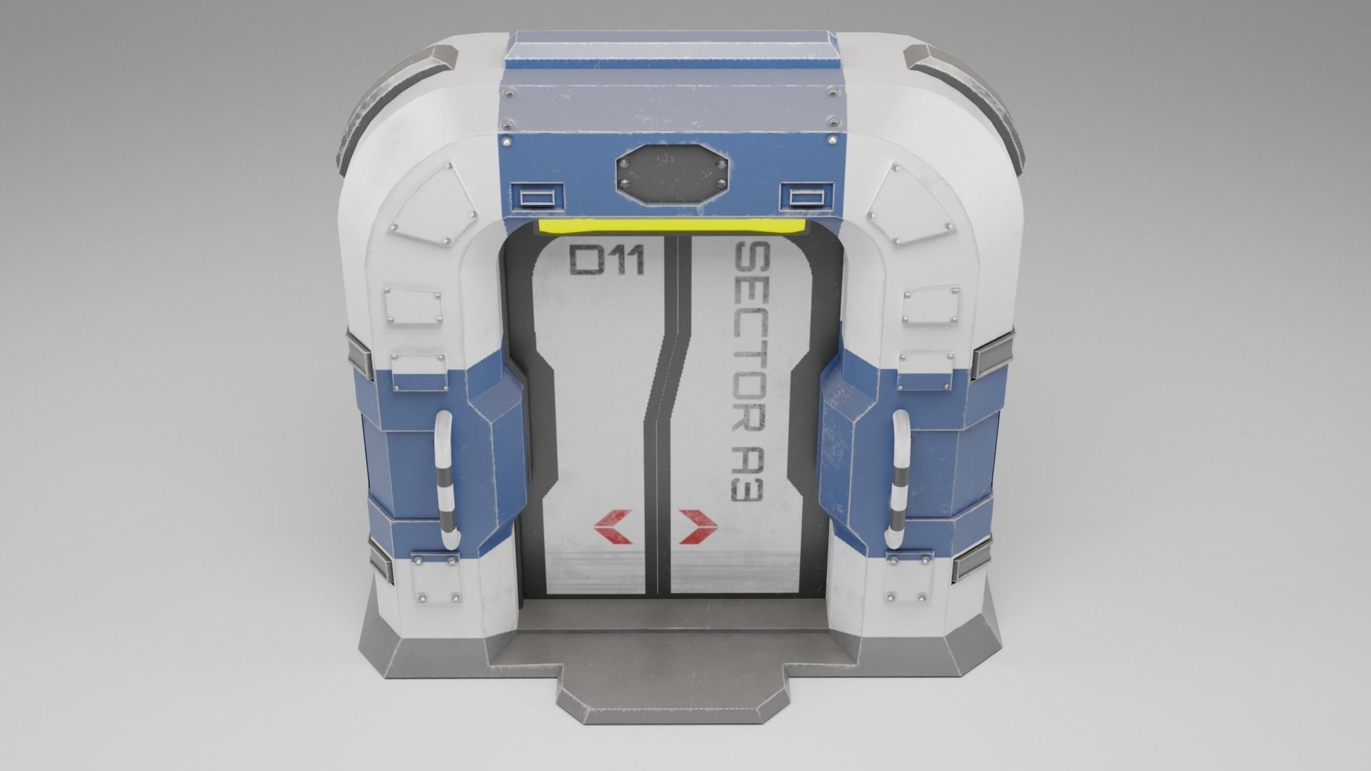 Sci-Fi door PBR Low-poly 3D model_3