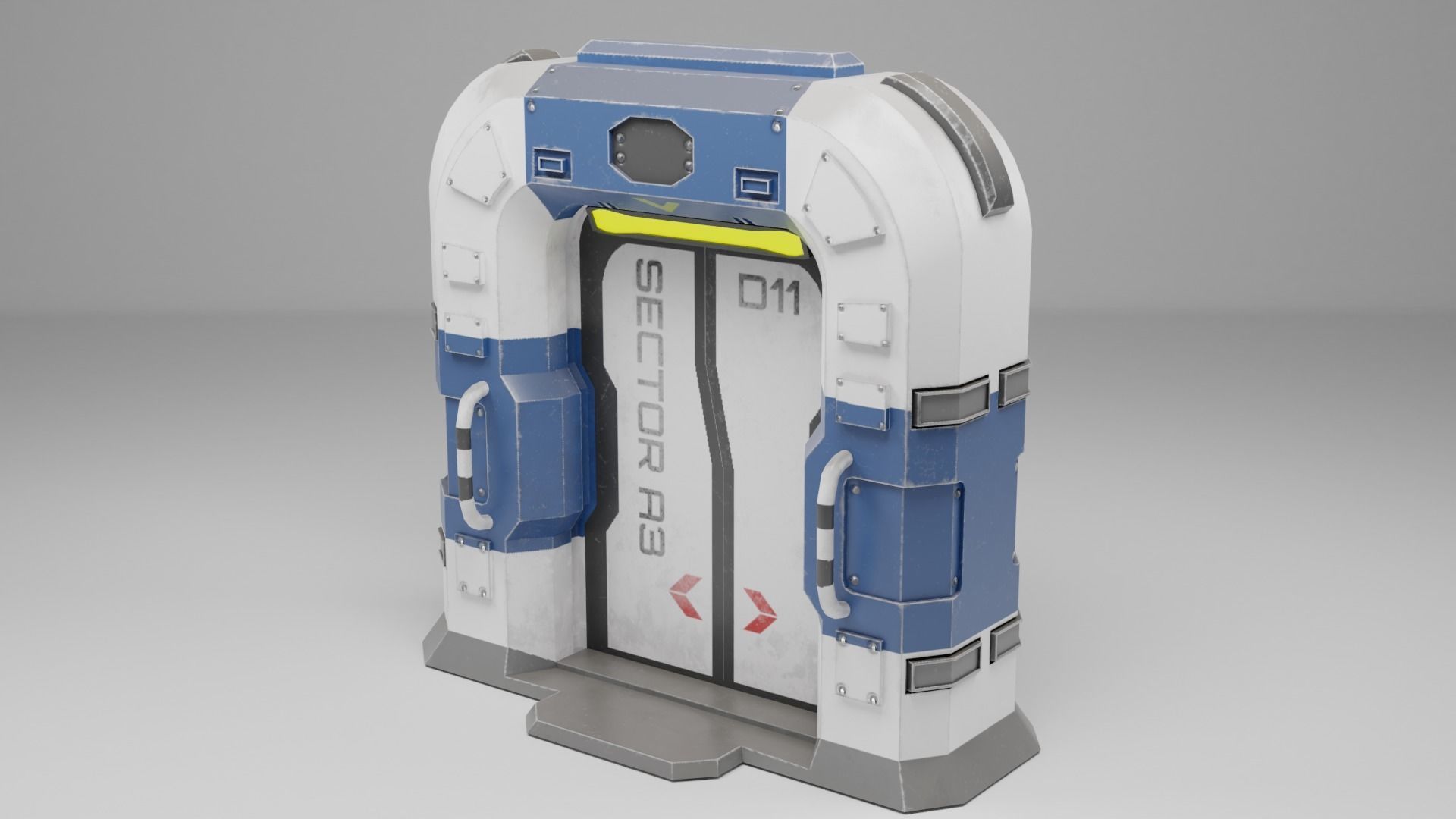 Sci-Fi door PBR Low-poly 3D model_2