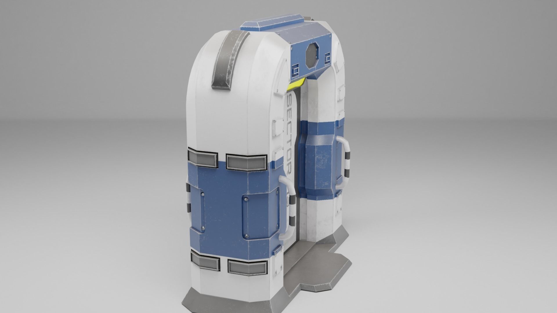 Sci-Fi door PBR Low-poly 3D model_1