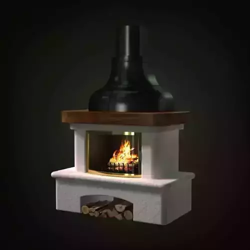 White Fireplace With Black Chimney