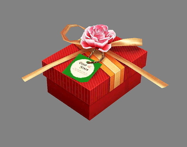 Cartoon wedding gift box - Candy Box - Red Square gift box Low-poly 3D model