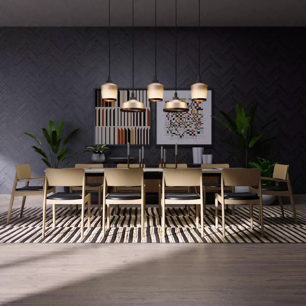 Blender Cycles Dining Room Scene 3D model