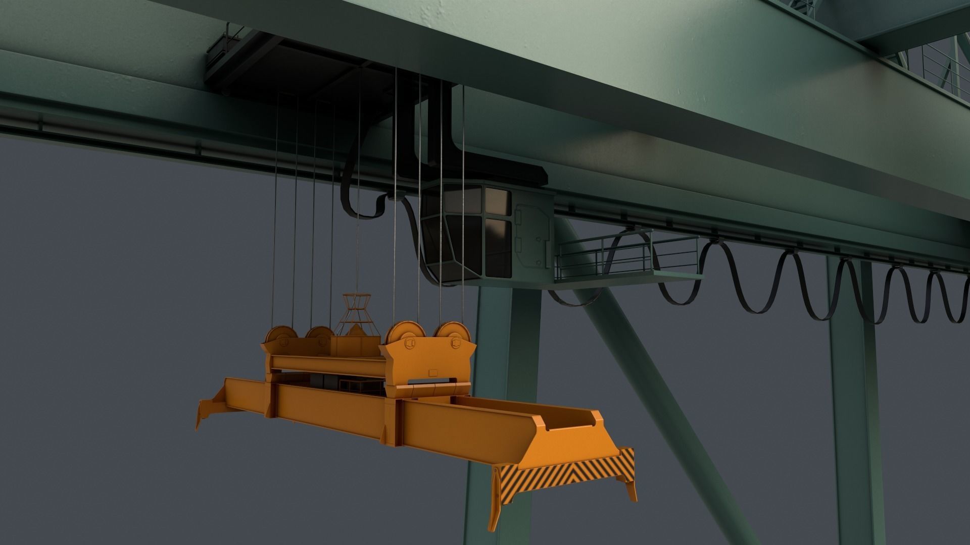 PBR Quayside Container Crane V2 - Green Light Low-poly 3D model_7