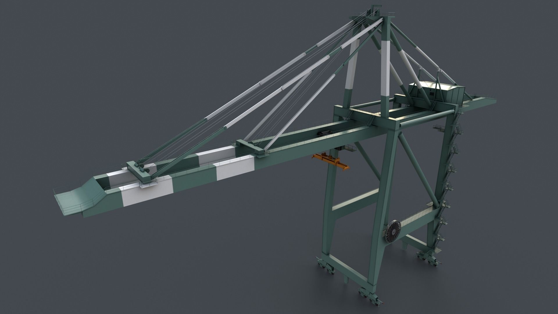 PBR Quayside Container Crane V2 - Green Light Low-poly 3D model_3
