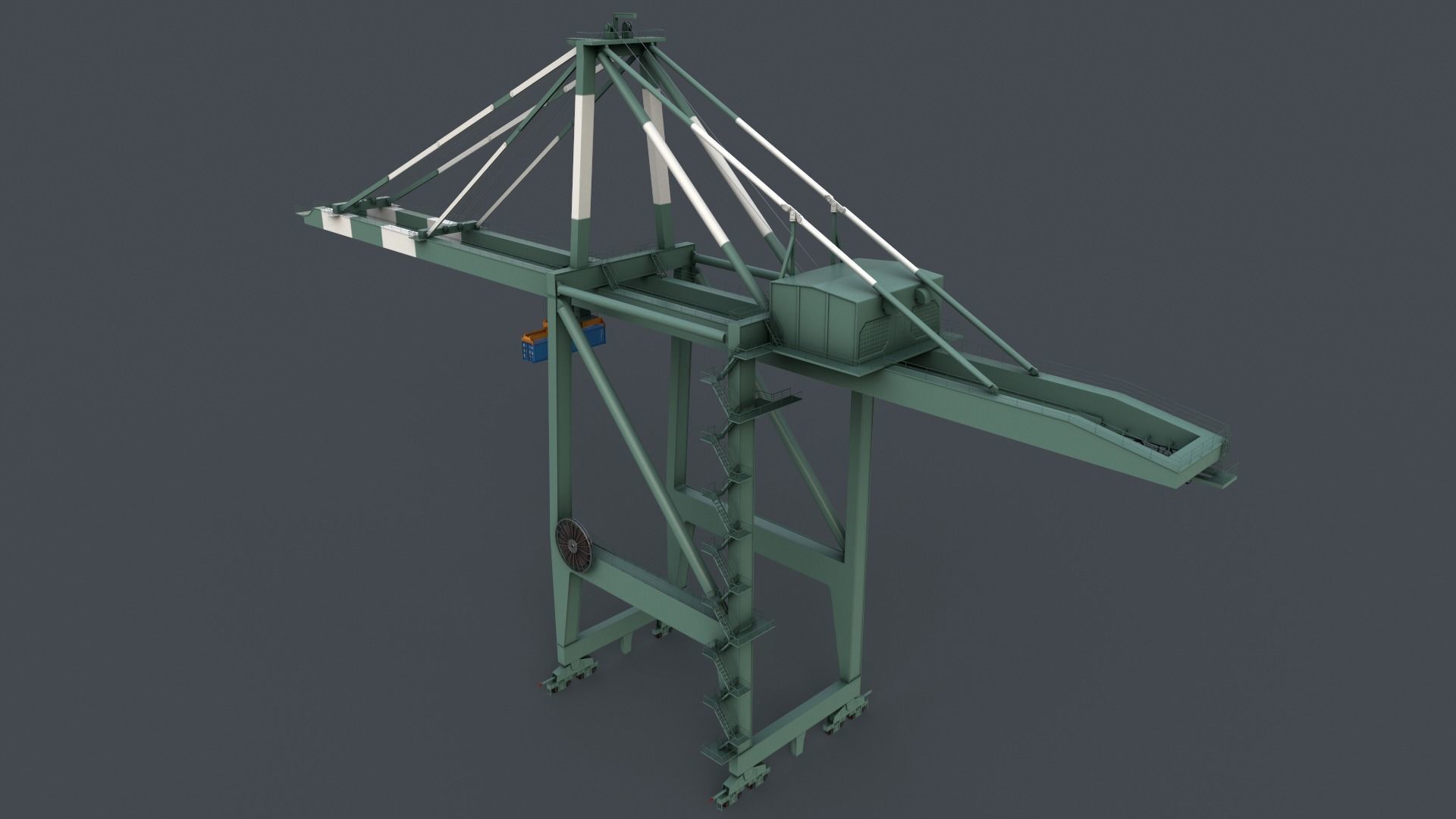PBR Quayside Container Crane V2 - Green Light Low-poly 3D model_21