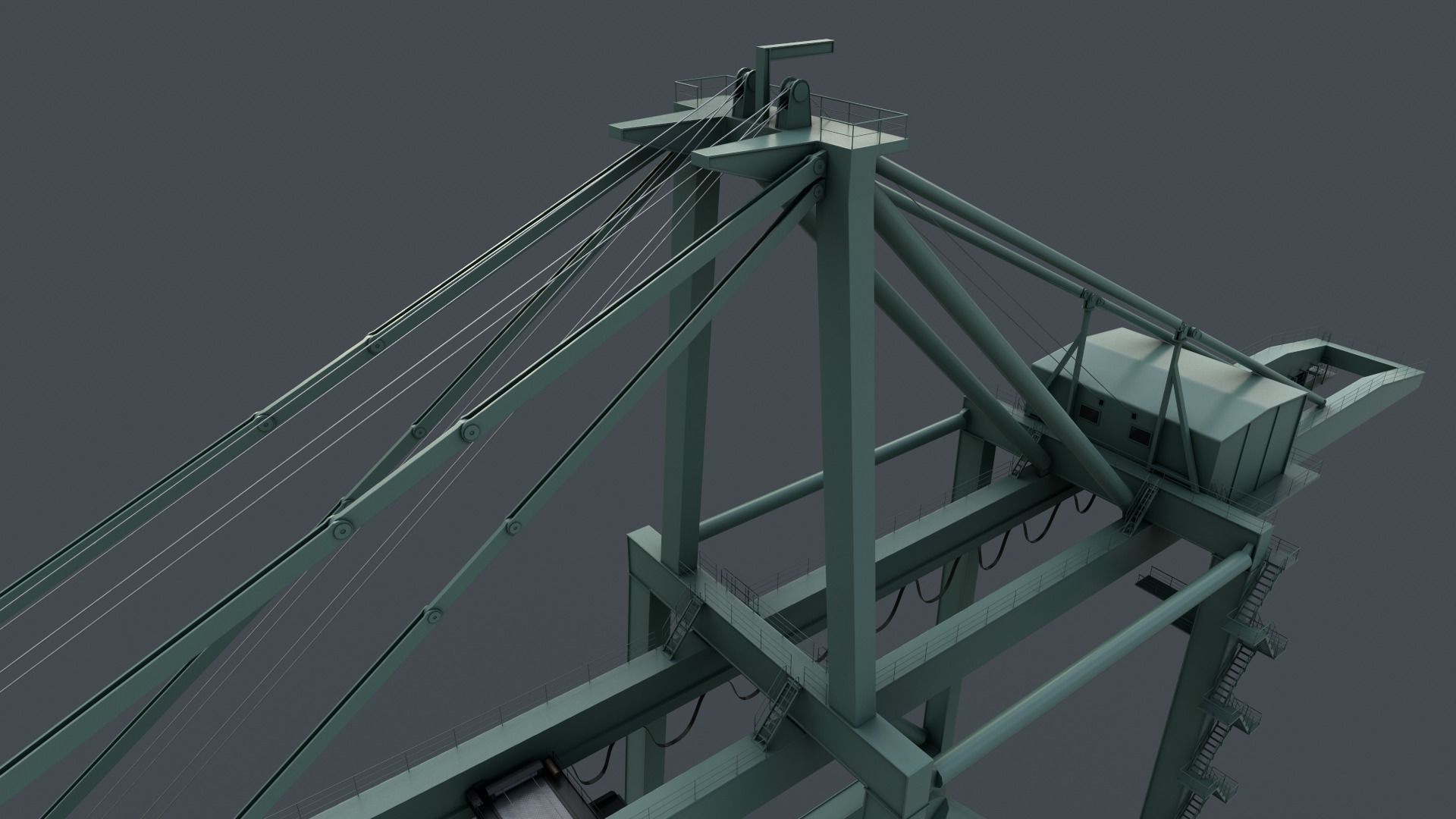 PBR Quayside Container Crane V2 - Green Light Low-poly 3D model_4