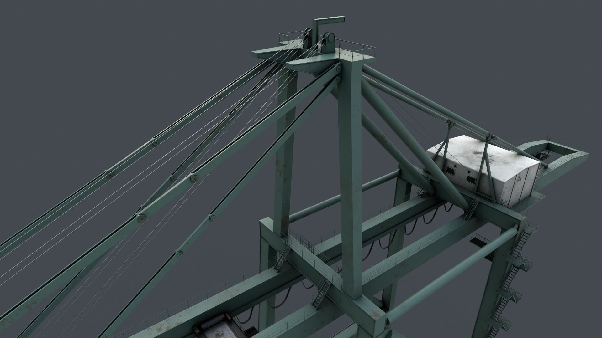 PBR Quayside Container Crane V2 - Green Light Low-poly 3D model_6