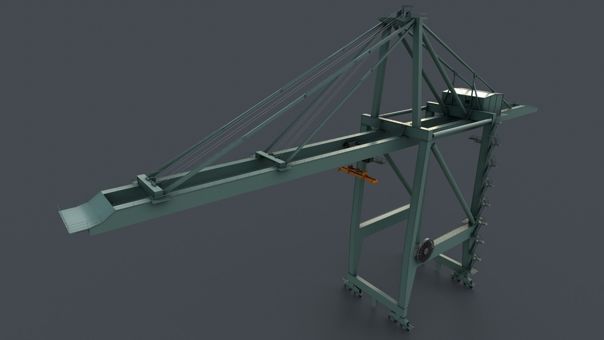 PBR Quayside Container Crane V2 - Green Light Low-poly 3D model_2