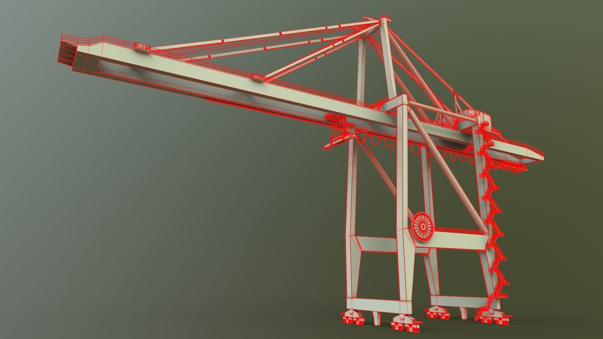PBR Quayside Container Crane V2 - Green Light Low-poly 3D model_32