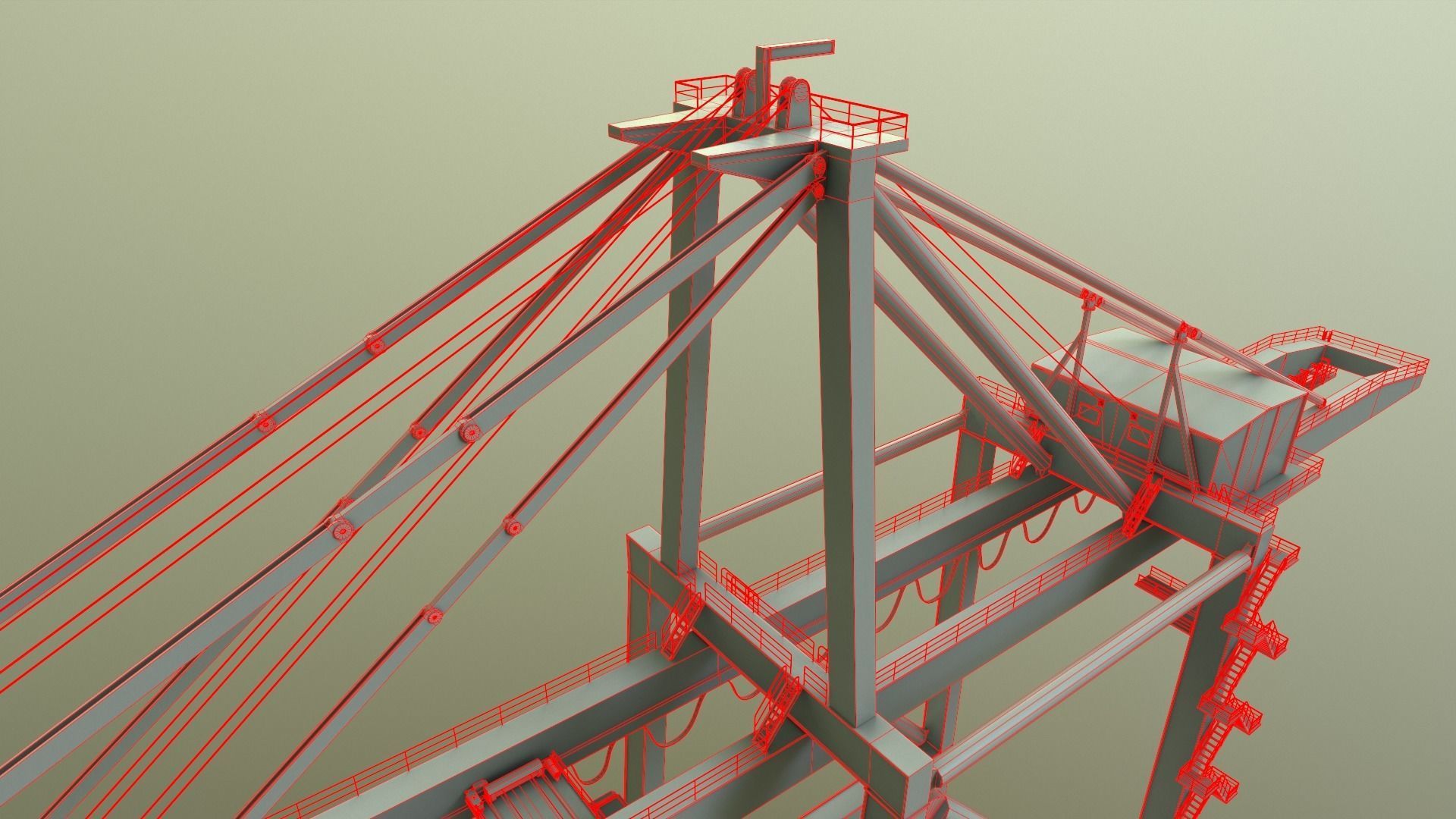 PBR Quayside Container Crane V2 - Green Light Low-poly 3D model_28