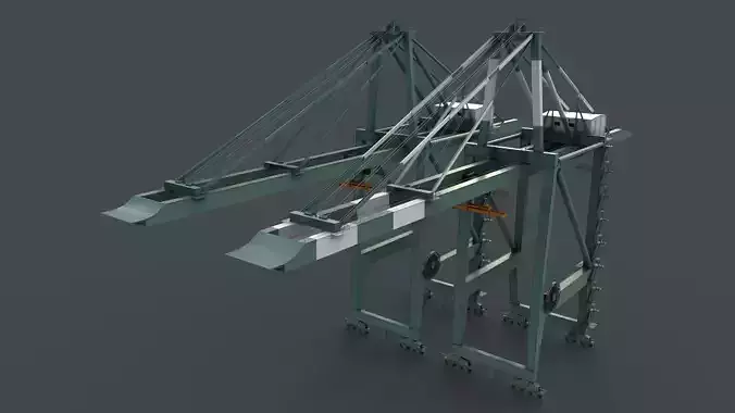PBR Quayside Container Crane V2 - Green Light Low-poly 3D model