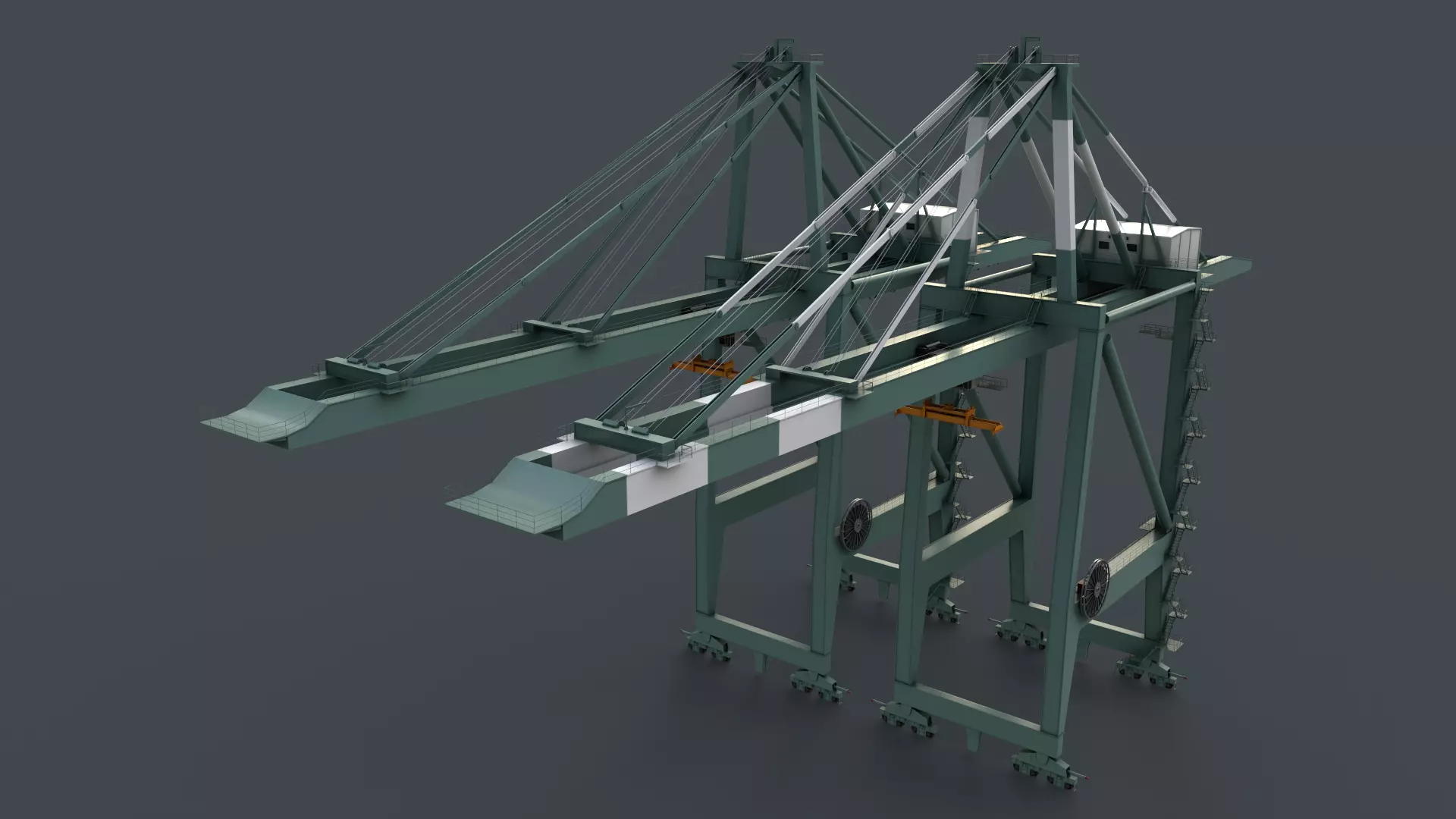 PBR Quayside Container Crane V2 - Green Light Low-poly 3D model_0