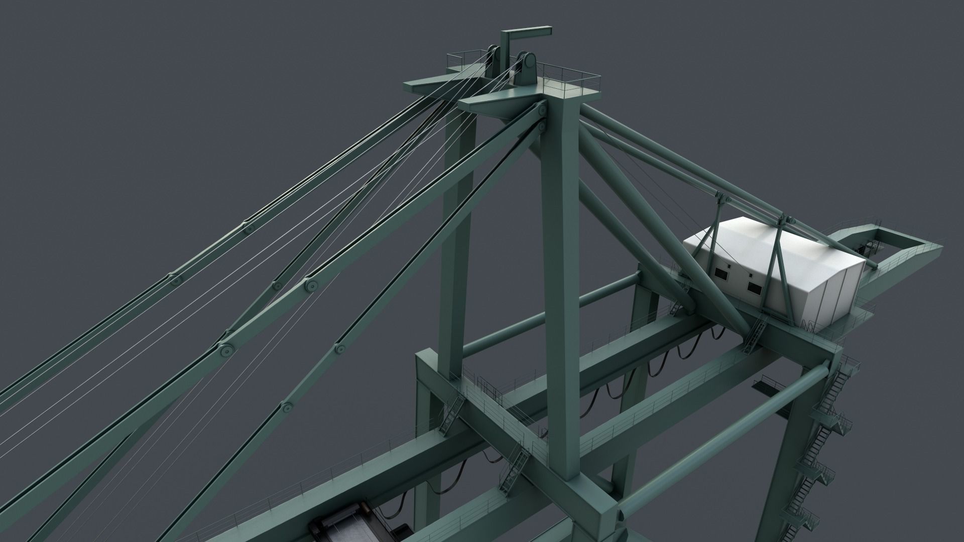 PBR Quayside Container Crane V2 - Green Light Low-poly 3D model_5