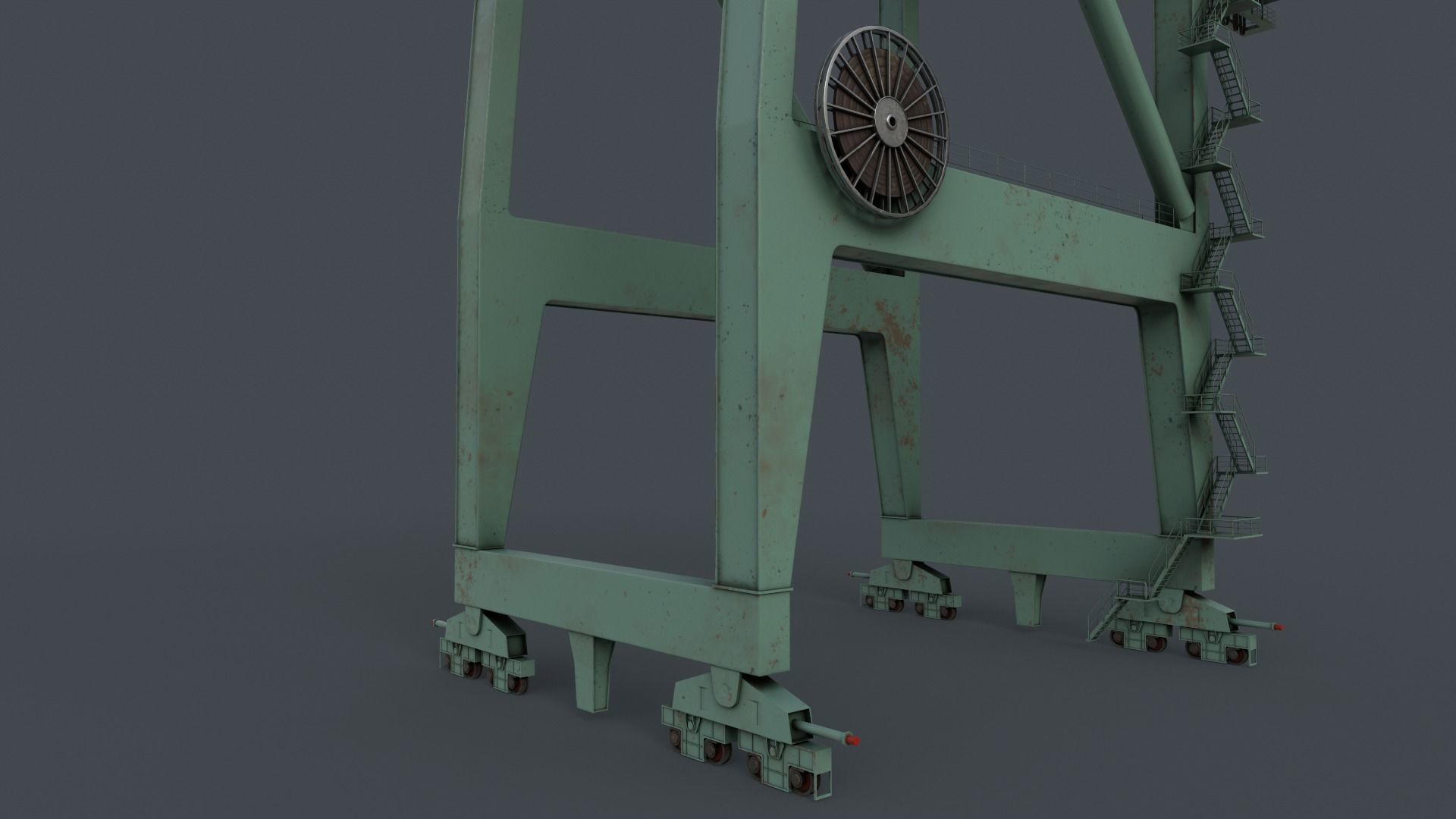 PBR Quayside Container Crane V2 - Green Light Low-poly 3D model_17