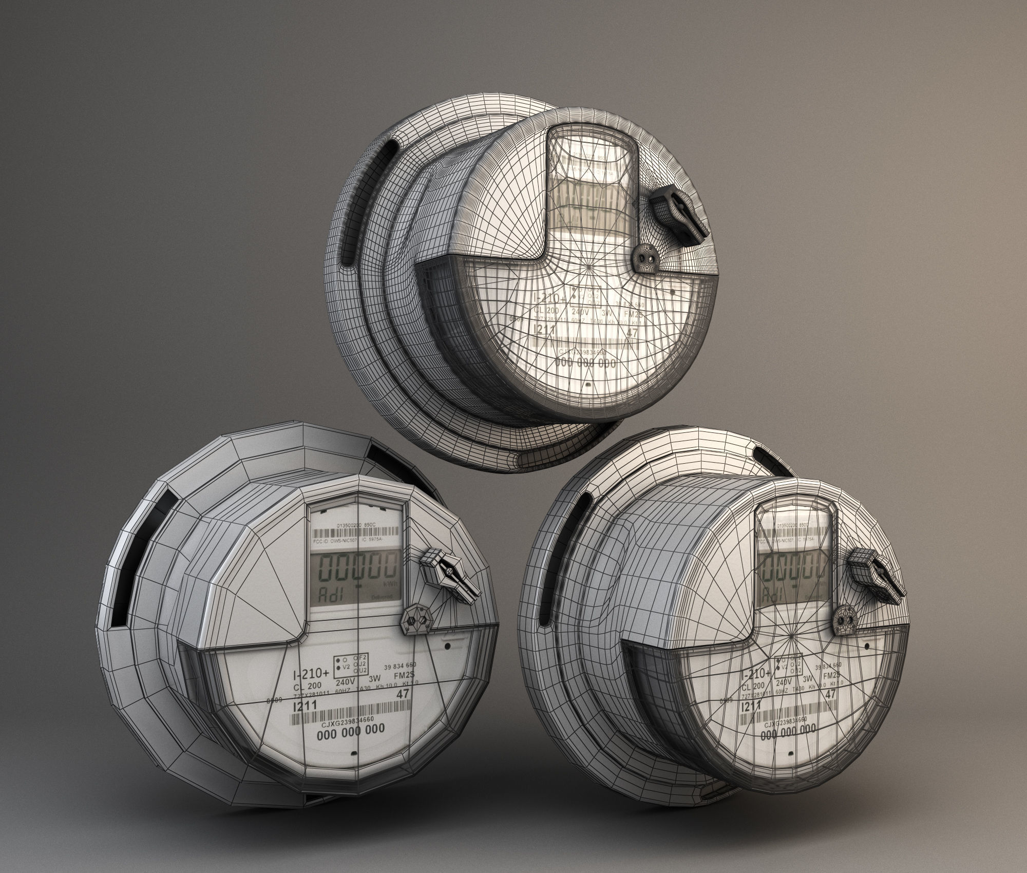 electricity meter Low-poly 3D model_4