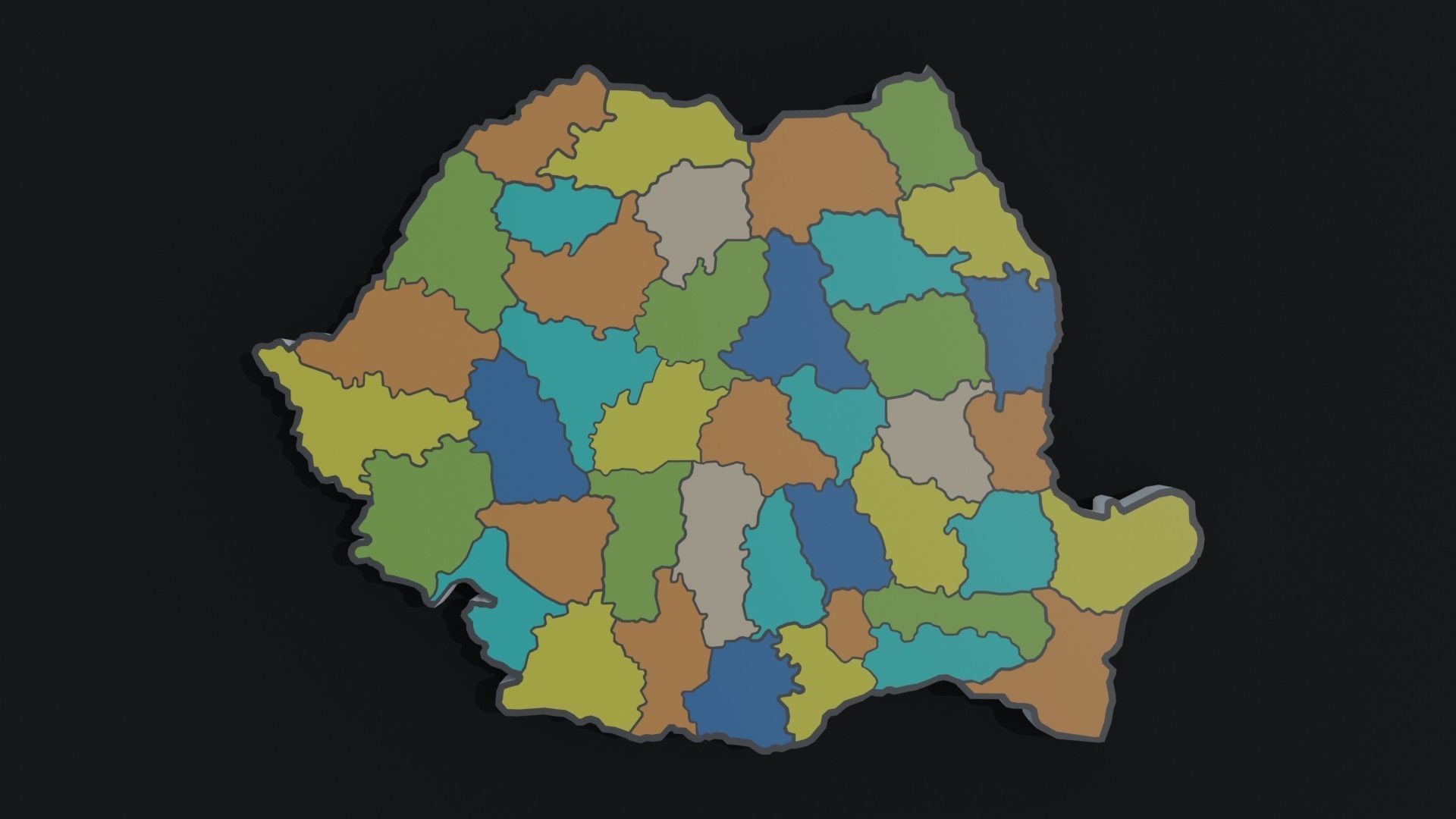 Political Map of Romania 3D model_2