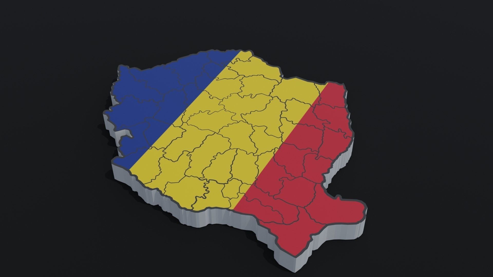 Political Map of Romania 3D model_1