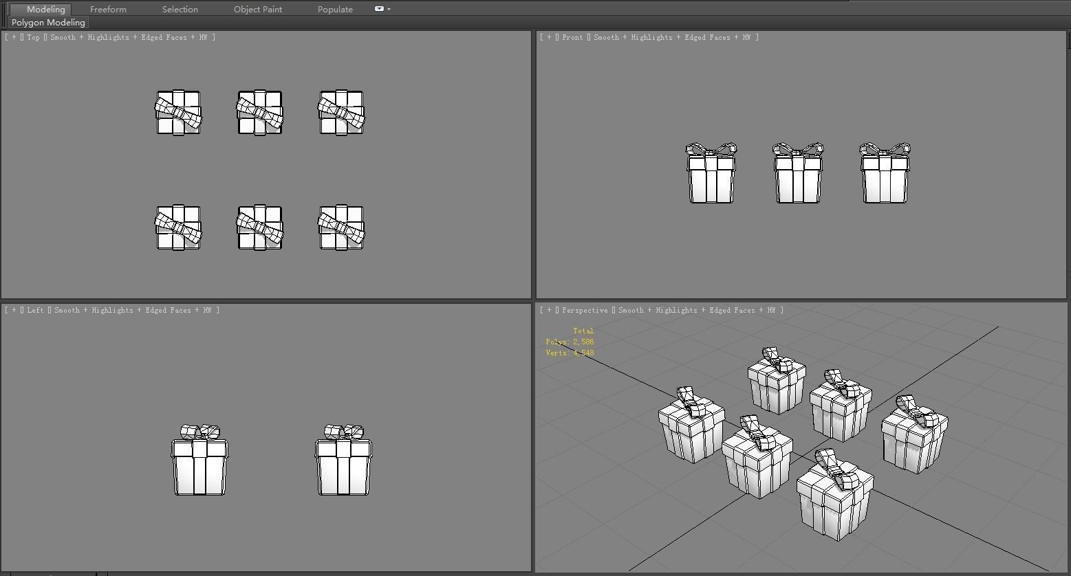 Cartoon colorful gift box - Square gift box Low-poly 3D model_7