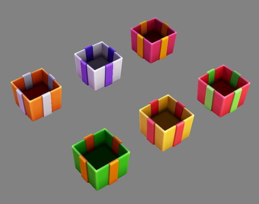 Cartoon colorful gift box - Square gift box Low-poly 3D model_3