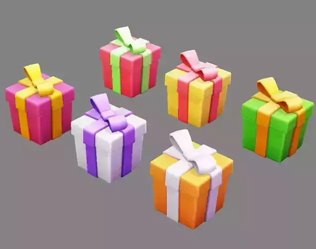 Cartoon colorful gift box - Square gift box