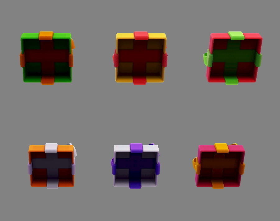 Cartoon colorful gift box - Square gift box Low-poly 3D model_4