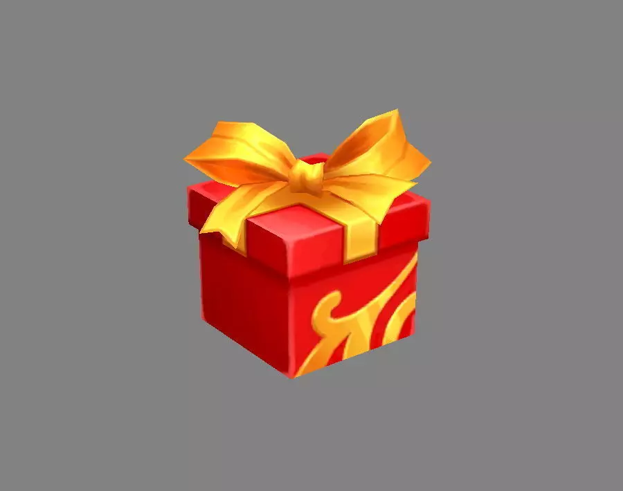 Cartoon Red Square gift box Low-poly 3D model_0